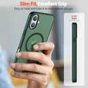 SUPFINE Magnetic for iPhone 16 Case (Compatible with MagSafe) (Military Grade Drop Protection) Slim Translucent Matte Shockproof with Anti-Fingerprint Phone Case, Forest Green