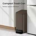 Cesun Small Bathroom Trash Can with Lid Soft Close, Step Pedal, 6 Liter / 1.6 Gallon Stainless Steel Garbage Can with Removable Inner Bucket, Anti-Fingerprint Finish (Brown)