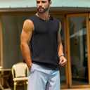 Cotrasen Mens Casual Tank Tops Ribbed Knit Sleeveless Shirt Lightweight Tee Summer Muscle T-Shirts (Black)