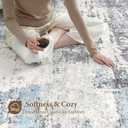 Area Rugs for Living Room: 7x9 Abstract Washable Rug Modern Neutral Large Soft Stain Resistant Non-Slip Backing Machine Table for Bedroom Dining Room Indoor Home Office Carpet - Blue Grey
