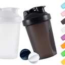 Shaker Bottle Protein Shakes and 16-Ounce/400ML Shaker-Bottle with Whisk Balls, Non-BPA plastic (Black+White(2PCS))