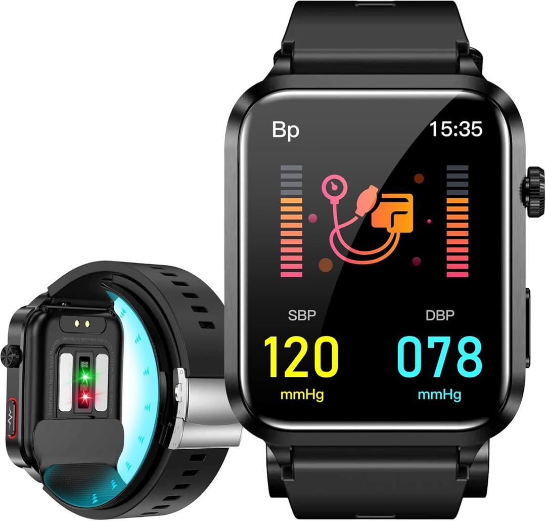 Blood Pressure Smart Watch with Air Bag Pump Cuff, 1.92" HD Health Fitness Watch with Heart Rate Blood Oxygen Sleep Monitor, Data Sharing Pedometer, Activity Tracker for Men and Women Android iOS