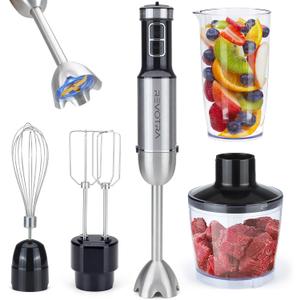 Immersion Blender Handheld, 5 in 1 Hand Blender, 12 Speed Stainless Seel Immersion Blender, Whisk, Chopper, Beaker, Beaters