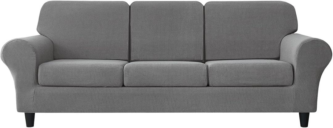 Sofa Cover with Separate Seat Cushions Covers and Backrests Covers Stretch Ektorp Sofa Covers Stylish Jacquard Couch Slipcover Protector (Grey,Large 3-Seat Set 7 PCS)