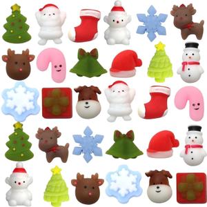 Christmas Squishies Mochi Squishy Toys, 30 PCS Christmas Toys for Kids Christmas Party Favors Stocking Stuffers Gifts, Christmas Goodie Bag Stuffers Stress Reliever Toy Pack