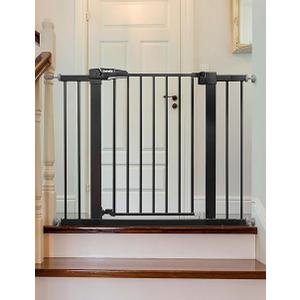 Babelio Baby Gate for Doorways and Stairs, 26-40" Auto Close Dog Gate, Easy-Install Pressure Mounted Satey Door, No Drilling Safety Gate for Child and Pets, Pressguard, Black