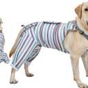 Arblina Dog Recovery Suit, Adjustable Rear Leg Sleeve to Stop Licking Wounds for Large Medium Male Female Dogs, Surgical Clothing for Neuter Spay Protective as Cone Alternative After Surgrey (XL(Back Length: 22"-26", Leg Length: 11.5"), Blue)