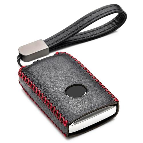 Vitodeco Leather Remote Key Case Cover Protector Comaptible with Mazda 3, Mazda 6, CX-5, CX-50, CX-3, CX-30, CX-9, CX-90, CX-70, 4-Button, Black/Red