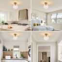 Semi Flush Mount Ceiling Light Fixture, 8in Globe Hammered Glass