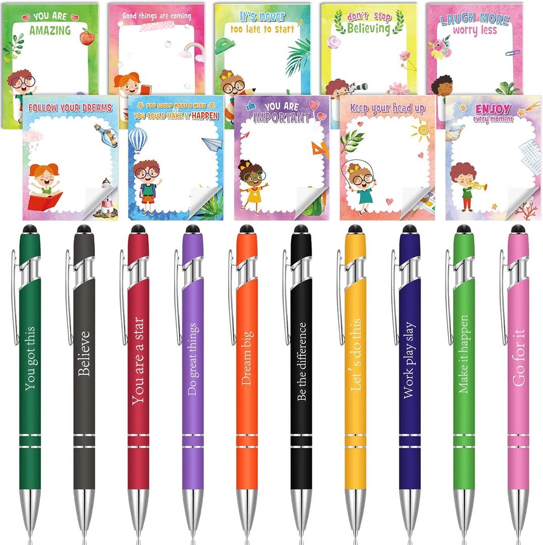 3 x Spiareal 20 Pcs Christian Gift Bulk Student Motivation Ballpoint Pens Sticky Notes Notepads Journal Appreciation Set for Operation Christmas Students Teacher Coworkers Staff