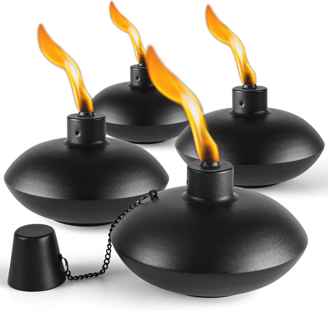 ZSZMFH 4 Pack Metal Table Top Torches,18 oz Citronella Torches for Outside Refillable Citronella Flame Light Torch with Wicks and Covers, Landscape Lanterns Torches for Party, Garden DecorDIY