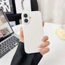 2 x Compatible with iPhone 16 Plus Case Cute Aesthetic Striped Phone Case for Girls Women,Soft Silicone Shockproof Protective Designed for iPhone 16 Plus Case -White