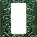 Decorative Outlet Covers Green Flower Elegant 3D Floral Embossed 1 Gang Rocker Light Switch Cover Plate Single Decora Light Switch Covers Wall Plate Faceplate for Bedroom Home Decor