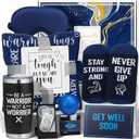 Get Well Soon Gifts for Men, After Surgery Cancer Gifts for Men Chemo Care Package Get Well Gift Basket for Sick Friends, Thinking of You Feel Better Birthday Gifts Box for Men Dad Brother w/Tumbler (Navy Blue)