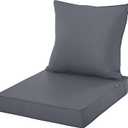 Outdoor Seat Cushion Set for Chair Sofa Couch, Fade Resistant Waterproof Bottom and Backrest Cushions for Patio Furniture, Dark Grey, 22x22 Inch,1 Set