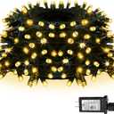 2 x 100 LED Christmas String Lights, 39FT Indoor Lights Plug-in with 8 Modes & Timer & Memory Function, Waterproof Christmas Lights Outdoor for Holiday Party Christmas Tree Decor (Warm White)