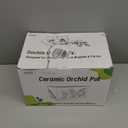 Ceramic Orchid Pot, 10 Inch Orchid Pots with Holes, Premium Thickened Handmade Glazed Pot for Orchidaceae Plants, Indoor Outdoor Decorative Flower Pots for Easy Repotting (Retro White)