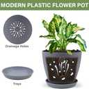 2 x Plant Pots- 8.5/7.5/6.5/6 Inches 4 Pack Plastic Plant Pots,Indoor Decor Flower Pots with Drainage Holes and Tray,Home Decor Planters for Indoor Plants Cactus, Succulents Pot(Gray)