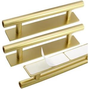 Opfiue 8 PCS Self-Stick Push Pull Helper ABS Plastic Handle, Wardrobe Handles Instant for Furniture/Cabinet/Drawer (Gold)