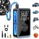 Tire Inflator Portable Air Compressor - 150PSI Cordless Air Pump for Car Tires, Portable Tire Inflator for Car, Air Compressor with Pressure Gauge/LED Light for Auto/Bike/Motorcycle/Ball (Dark Black)