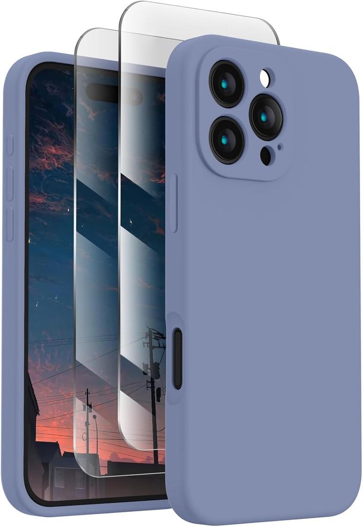 FireNova Designed for iPhone 16 Pro Max Case, Silicone Upgraded [Camera Protection] Phone Case, Soft Anti-Scratch Microfiber Lining Inside, 2024, Lavender Gray