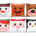 Breling Christmas Pillow Covers 18 x 18 Inches, Soft Plush Faux Fur Wool Couch Throw Xmas Cushion Cover for Holiday Sofa Chair Bed Home Decorative