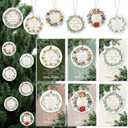 18 Set Christmas Christian Ornaments Religious Gift Bulk Bibles Verse Ornament Scripture Hanging Ceramic Inspirational Round Wreath Sign with Card for Church Family Sunday Xmas Tree (Classic)