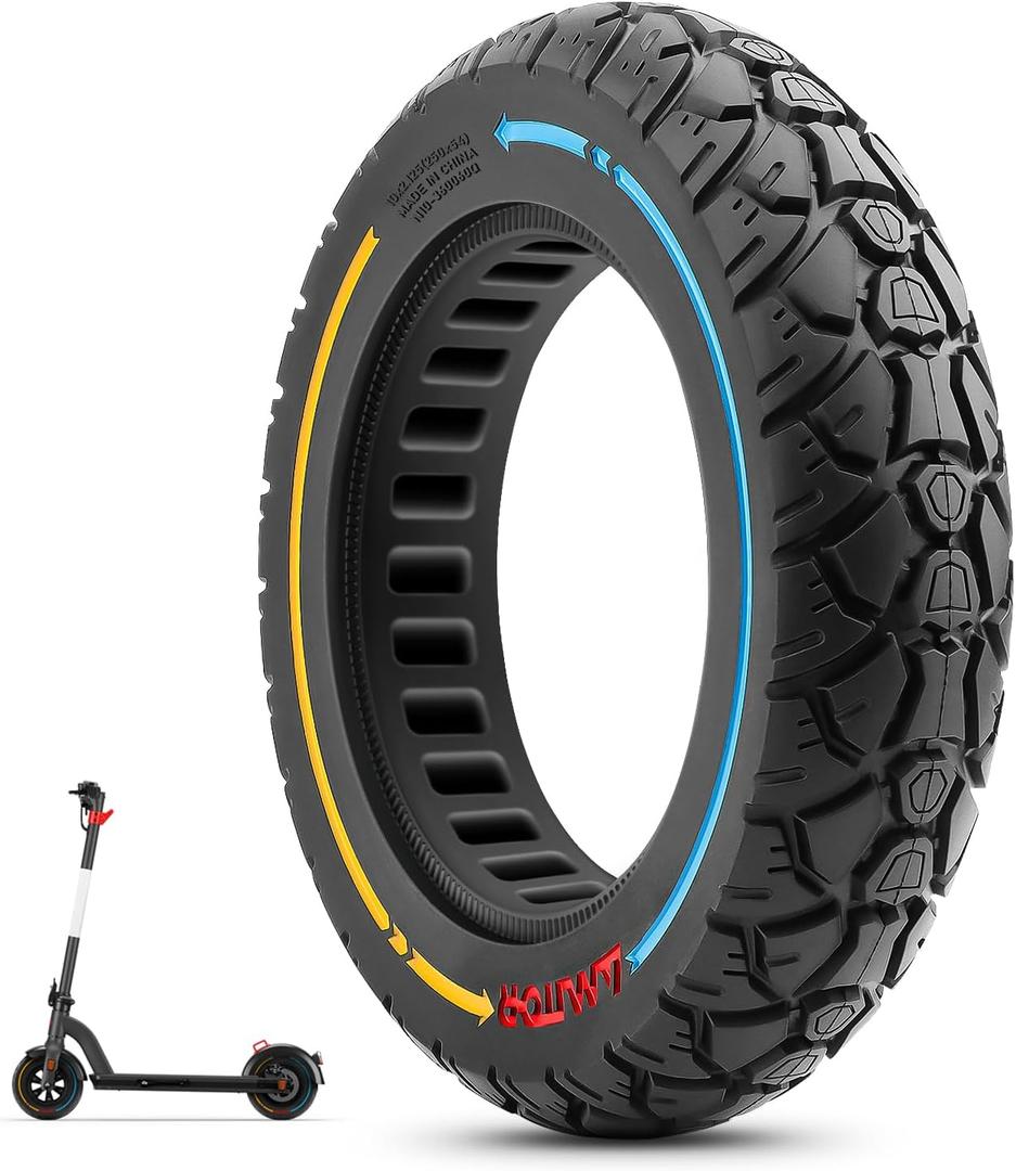 10X2.125 Off Road Tire for Electric Scooter, 10 Inch Solid Rubber Tires Compatible with Ninebot F20/F30/F40/F65, Tubeless Solid Tiyes for Electric Scooter, Electric Scooter Tires Colorful 1PCS