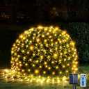 WBao Solar Christmas Lights Outdoor 200LED 8.4ft x 5.2ft LED Net Lights with Remote, 8 Lighting Modes, Timer, Waterproof for Lawn, Bushes, Shrubs, Trees Outdoor Christmas Decorations, Warm White