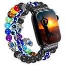 Evil Eye Bracelet Band Compatible with Apple Watch SE 10 9 8 7 SE 6 5 4 3 Natural Pink Zebra Stone Healing Replacement for iwatch 42mm 44mm 45mm 49mm 46mm for Women