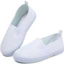 Chaoslook Boy's Girl's Kids White Canvas Shoes for Kids Slip-On Lightweight Sneakers Casual Skin-Friendly Walking Running Shoes(Toddler/Little Kids/Big Kids) 5.5