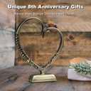 BESZONE 8 Year Anniversary Bronze Gifts for Her Him Gift 7th Wedding Anniversary for Couples Wife Husband Men, Hand Forged Bronze Heart Art Keepsake Home Decor Artwork