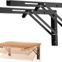 Ravinte 2 Pack 18 Inch Folding Shelf Brackets Matte Black, Heavy Duty Collapsible Brackets for Tables and Benches Space-Saving Design