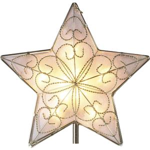 Kurt Adler 10 Light Indoor UL Star Treetop - Fits Perfectly On Christmas Tree Silver Trimming Pattern, 8.5in
