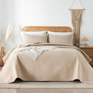 Davulos Queen Quilt Bedding Beige