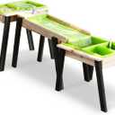 Kids 3 Sets Rushing River Falls Sensory Table, Wood Sand Table Playset for Kids, Outdoor Wooden Toy Play Water Table Set for Boys and Girls, Picnic Table for Outdoor Backyard Splash Table (Black3)