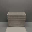 BINO | Plastic Storage Baskets with Lids, 22 Liter - 3 Pack, Natural | THE WOVEN COLLECTION | Storage Basket for Shelves | Woven Storage Baskets for Organizing Bins | Pantry Shelf Organizer Bin