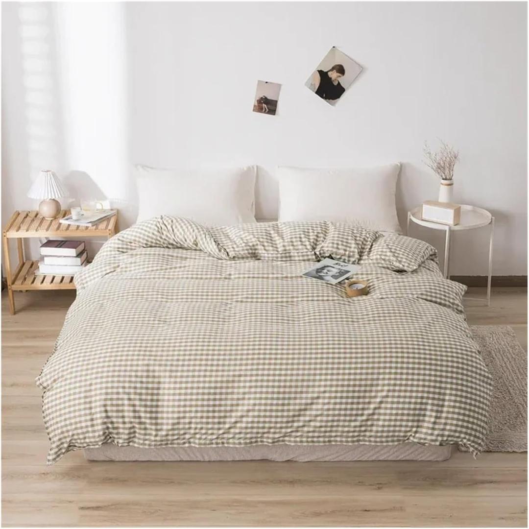 UOIO Plaid Duvet Cover Comforter Case Printed Quilt Cover,Cotton Duvet (King)