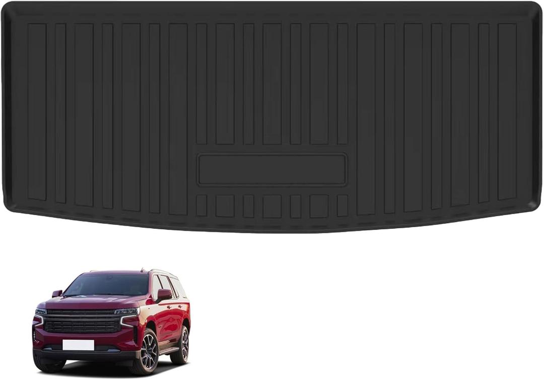 Custom Fit for Cargo Liner 2022-2024 2025 Chevy Tahoe/GMC Yukon - Black TPE All Weather Heavy Duty Waterproof Rear Cargo Tray Trunk Floor Mat Protector