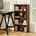 HealSmart 4 Tier Bookcase, Industrial 5 Book Shelf, 9.2" D x 23.8" W x 42" H Tall Open Cube Storage Organizer for Home Office, Living Room, Bedroom and Dinning Room, Brown