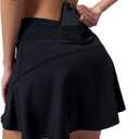 Women's Tennis Skirt High Waisted Pleated Athletic Skorts Skirts for Women with Pockets Sports Casual Skirts (Black, L)