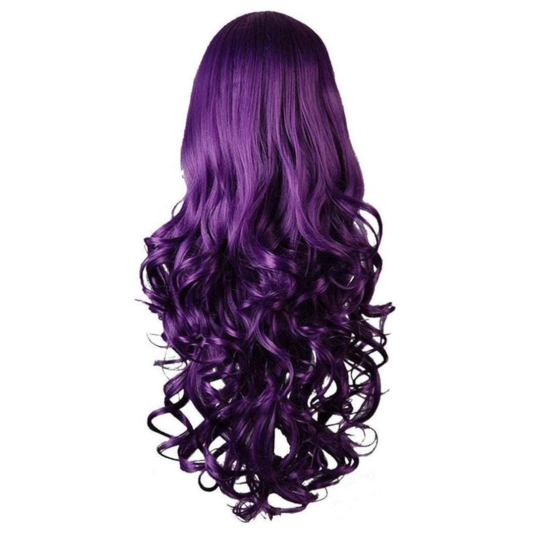 Rbenxia Curly Cosplay Wig Long Hair Heat Resistant Spiral Costume Wigs Anime Fashion Wavy Curly Cosplay Daily Party Purple 32" 80cm