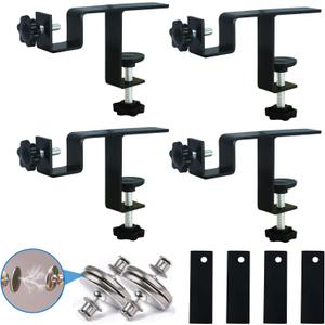 Internal Curtain Rod Set 0.8-2.3 Inch Wide Track, No Drilling Required, Tool-Free, Magnetic Curtain Hooks, Black 4 Pieces