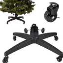 Rolling Artificial Christmas Tree Stand Base Movable Fake Tree Stand for Artificial Christmas Trees up to 7.5 feet Tall Green Skirt Set (Black, 31)