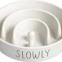Slow Feeder Dog Bowl - 1.5 Cups Ceramic Puzzle Feeder for Small & Medium Breeds, Maze Design Bowl for Puppy & Fast Eaters, White Pet Dish to Control Eating Speed