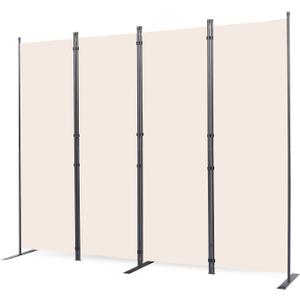 Room Divider, 4 Panel Folding Privacy Screens with Wider Support Feet, 6 Ft Portable Room Partition for Room Separator, 88" W X 71" H, Beige