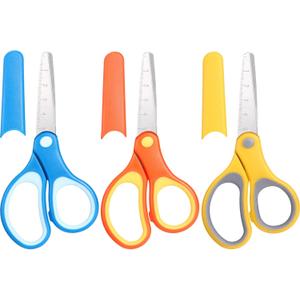 Honoson 3 Pieces Kids Scissors Blunt Tip 6" Small Stainless Safety Scissors with Cover for Toddler Preschool Age 4-7 8 9 Children Teacher School Craft Christian Supplies