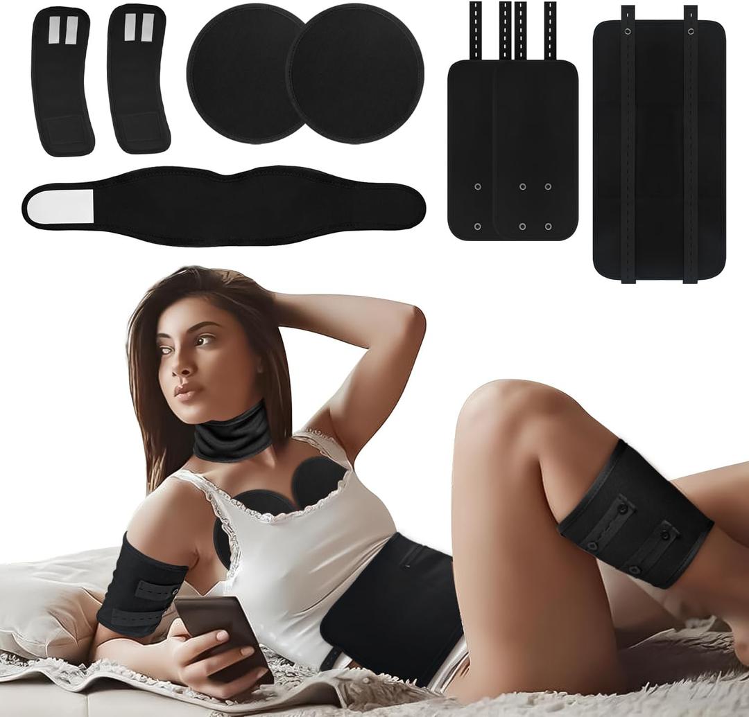 8pcs Castor Oil Pack Wrap, Reusable Castor Oil Organic Cotton Pack Liver Detox Insomnia Constipation and Inflammation for Neck Arms Waist Knee with Adjustable Elastic Strap