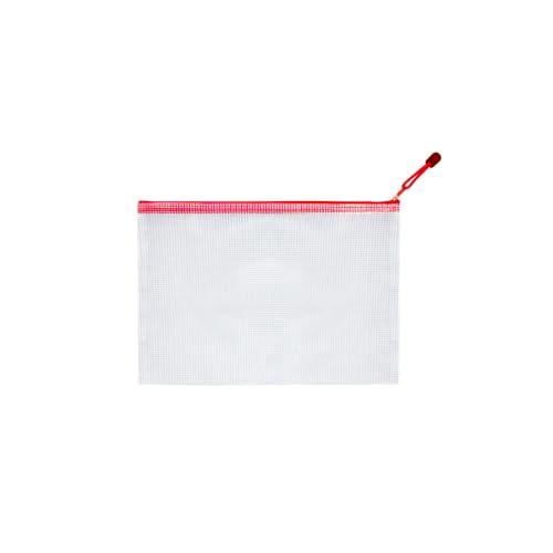 HLDInie Mesh Zipper Pouch Bag,A3 Zipper Bag for Organizing Storage, Waterproof Zipper Pouch, 17" x 12"/44cm x 32cm, File Bag for School and Office Supplies (Red), 2pct
