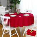 FOLINS&HOME 2 Pack Red Round Tablecloth - 60 Inch Waterproof 210 GSM Wrinkle Free Polyester Circle Table Cloth, Spillproof Washable Wipeable Table Cover for Party, Wedding, Dining (2 Pcs)